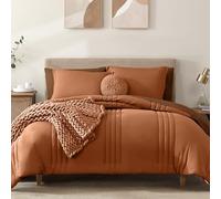 Monbix King Size Comforter Set - 7 Pieces Bed in a Bag King, Burnt Orange Bedding Sets with Comforter, All Seasons Comforter Bed Set with Sheets, Pillowcases & Shams