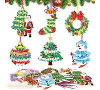 MONCAP 12pcs Christmas Craft Set for Kid Creative Xmas Poke Art Toy Make Your Own Christmas Poking Art Crafts with Snowman Xmas Tree Wreath Design for 4-12 Years Boy Girl Child Winter Xmas Craft