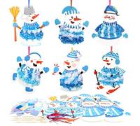 MONCAP 12pcs Snowman Craft Set for Kid Creative Xmas Snowman Poke Art Toy Make Your Own Christmas Snowman Poking Art Crafts Kit for 4-12 Years Boy Girl Child Winter Xmas DIY Crafts