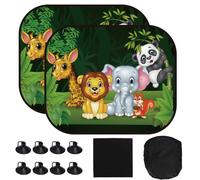 MONCAP 2 Pack Car Window Shades for Baby Car Sun Shade Cars Rear Sunshades UV-Protection Sun Visor for Car with Cartoon Animal Pattern 8pcs Suction Cups Storage Bag to Protect Baby Kid Teen Pet