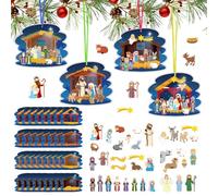 MONCAP 32pcs Make a Nativity Scenes Jesus Birth Craft with Religious Stickers for Kids Holy Night Christian Religious School Christmas Party Supplies Bible School Classroom Education Toy