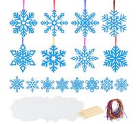 MONCAP 48Pcs Snowflake Scratch Art Christmas Snowflake Blue Magic Sratch Paper Card with Wooden Stylus for Kids Children Students Classroom DIY Arts and Crafts Decor