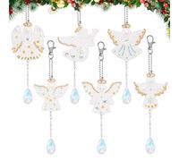MONCAP 6 PCS Diamond Art Painting Kits 5D Guardian Angel Diamond Keyrings Double Sided DIY Art and Craft Christmas Hanging Ornament Pendant for Window Home Garden