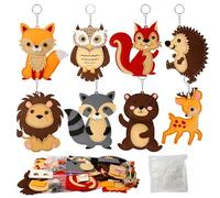 MONCAP 8 Pack DIY Felt Animal Sewing Kits - Jungle & Forest Animal Decoration Craft for Beginner Toddlers