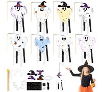 MONCAP 8Pcs Halloween Craft Kits with Emoji Creative Art and Crafts for Kids - Floating Ghost Party Favor