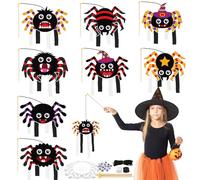 MONCAP 8Pcs Spider Art & Craft Decoration Kits - Halloween Handheld Dangling Spiders, Paper Colouring Art & Crafts for Kids - DIY Hanging Decoration Indoors & Outdoors