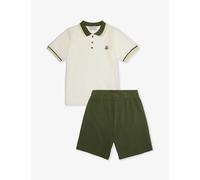 Moncler Boys Bright Green Kids Brand-patch Contrast-stripe Two-piece Cotton-piqué Set 4-14 Years 6