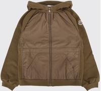 MONCLER Boy's Cotton and Nylon Zip-Up Hoodie with Logo Patch - Size: 12 - male