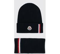 MONCLER Boys' Set of Two Ribbed Wool-Blend Beanies with Logo - Size: L - unisex