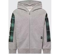 MONCLER Boy's Tartan Cotton Hooded Zip-Up Sweatshirt with Logo - Size: 10 - male