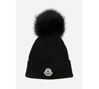 Moncler Enfant Girls Wool Pom-Pom Hat in Black - Black - 8 - 10 Yrs L (54-56 CM)
