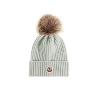 Moncler Enfant ribbed pompom beanie hat - Green S-M-L