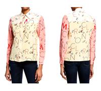Moncler Genius Lettering Logo Printed Silk Shirt Blouse Top S