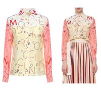 Moncler Genius Lettering Logo Printed Silk Shirt Blouse Top XS
