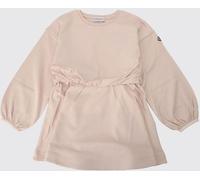 MONCLER Girl's Flared Cotton Mini Dress with Long Sleeves and Draped Waist - Size: 14 - female