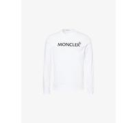 Moncler Mens Moncler Velvet-Branding Long-Sleeves Cotton-Jersey T-Shirt White L