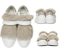 Moncler Victoire Fox Fur Trimmed Slip-On Sneakers Trainers Shoes 40