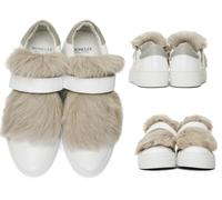 Moncler Victoire Fox Fur Trimmed Slip-On Sneakers Trainers Shoes 40