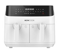 MONCOOK Double Air Fryer - 2 In 1 Airfryer 9L With 2 x 4.5L Baskets - 50 Recipe Cookbook - Smart Finish Function - Digital LED Display Airfryer - 12 Pre-Set Cooking Programs - Healthy Oil-free Fryer