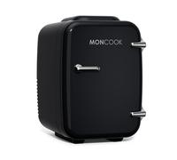 MONCOOK Mini Fridge For Bedrooms - Portable & Quiet Mini Fridges For Skin Care, Beverages - Birthday Gift For Her and Him - Thermoelectric Cooler and Warmer Retro Small Fridge - 4L - Full Black