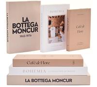 Moncur Home Faux Books for Decoration Coffee Table Books set of 3 Decorative Books Neutral Room Decor Aesthetic Shelf Decor Beige White Earth Tones Real Blank Pages Removable Covers Home Décor Accents