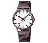 Mondaine 40mm Swiss Railways Watch, IP Brown Stainless Steel Mesh Strap, Crisp White Dial, Backlight Technology, High Legibility, Swiss Made, Quick-Release Strap