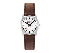 Mondaine A400.30351.11SBG Unisex Analogue Quartz Watch with Leather Strap, Silver-Brown, Strap.