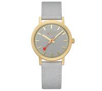 Mondaine A660.30314.80SBU Women's Analogue Quartz Watch with Textile Strap, Grey-Gold, Strap.