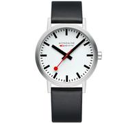 Mondaine A660.30360.16SBBV Men's Analogue Quartz Watch with Leather Strap, Black, Strap.