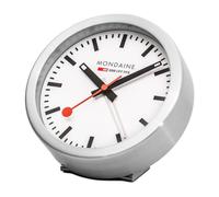 Mondaine - Alarm Clock A997.MCAL.16SBB.1 - SWEEPING hands - Table Clock 125mm - Official Swiss Railways Clock Aluminium Casing Hands visible in the dark - Dust Resistant