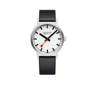 Mondaine Classic 40 Mm Grape Leather Unisex Watch, Black, Men Black