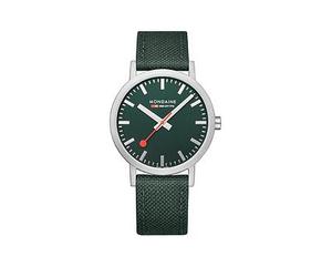Mondaine Classic 40 Mm & Textile With Cork Lining Unisex Watch, Green, Men Green