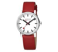 Mondaine Classic Ladies Watch with White Dial and Red Vegan Leather Strap MSE.35110.LCV