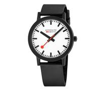 Mondaine Classic Mens Watch with White Dial and Black Rubber Strap MS1.41110.RB