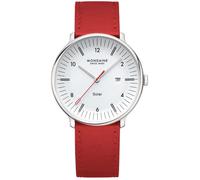 Mondaine Doppio 41mm Solar Red Vegan Apple Leather Watch MD-517