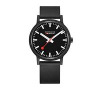 Mondaine Essence MS1.41120.RB Mens Watch 41mm - Official Swiss Railways Wrist Watch Black Renewable Material Strap 30m Water Resistant Sustainable