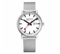 Mondaine Evo2 Big 40 mm White / Stainless Steel Mesh