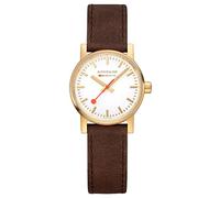 Mondaine Evo2 30mm Brown Leather Gold Plated Watch MSE.30112.LG White