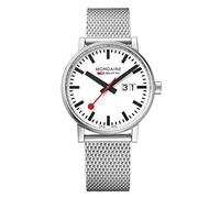 Mondaine Evo2 Big 40 mm White / Stainless Steel Mesh