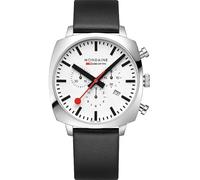 Mondaine MSL.41410.LBV Men's Grand Cushion Vegan Leather Strap Watch, Black
