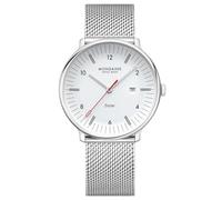 Mondaine Men's Solar Watch Doppio MLE.41910.SM, 41 mm | Analogue watch with light-powered movement, date display and double-domed sapphire crystal