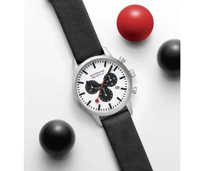 Mondaine Neo Men's Watch MSD.41410.LBV SBB Chrono White Dial Leather Strap 50M