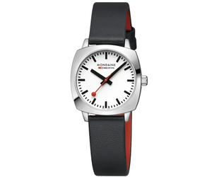 Mondaine Petite Cushion Ladies Watch MSL.31110.LBV Square White Dial Leather 50M