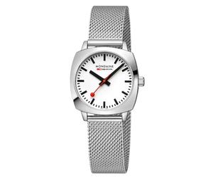 Mondaine Petite Cushion Watch MSL.31110.SM Square 31mm Quartz White Dial 50M