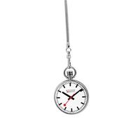 Mondaine - Pocket Watch A660.30316.11SBB 43mm - Official Swiss Railways Pocket Watch Polished Steel Casing Red Second Hand - Watches for Men