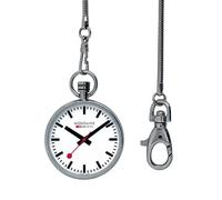 Mondaine - Pocket Watch A660.30316.11SBB 43mm - Official Swiss Railways Pocket Watch Polished Steel Casing Red Second Hand - Watches for Men
