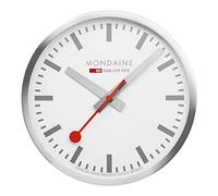 Mondaine - Wall Clock A995.CLOCK.17SBV 40cm - Official Swiss Railways Clock Red Second Hand Silver Aluminium Casing - Dust Resistant Wall Clocks