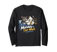 Monday Can Wait - Cat Alarm Clock Long Sleeve T-Shirt