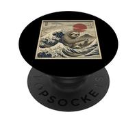 Monday Coffee Kaiju Retro Japanese Wave PopSockets Adhesive PopGrip