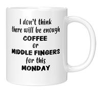 Monday Coffee Mug 11Oz - "I Don't Think There Will Be Enough Coffee for This Monday" Novelty Ceramic Drinking Cup, Office Humor Birthday Present